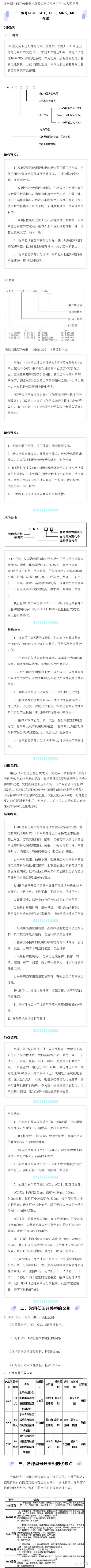 低電壓開關柜每個型號概述、用途、優點和缺點
